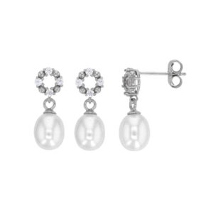 boucles oreilles perle eau douce cercle empierre argent rhodie lvl