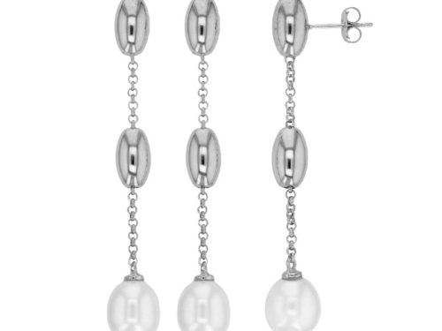 boucles oreilles perle eau douce ovales argent rhodie lvl