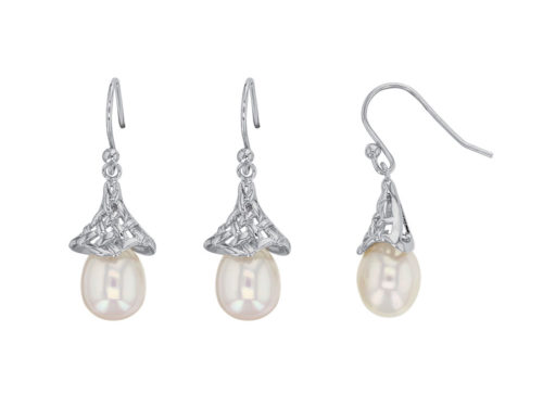 boucles oreilles perles eau douce cône ajoure lvl