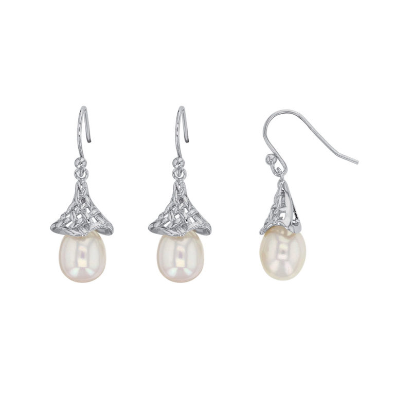 boucles oreilles perles eau douce cône ajoure lvl