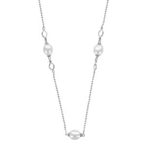 collier perle eau douce boules argent rhodie lvl