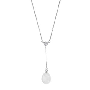 collier perle eau douce et oxyde de zirconium argent rhodie lvl