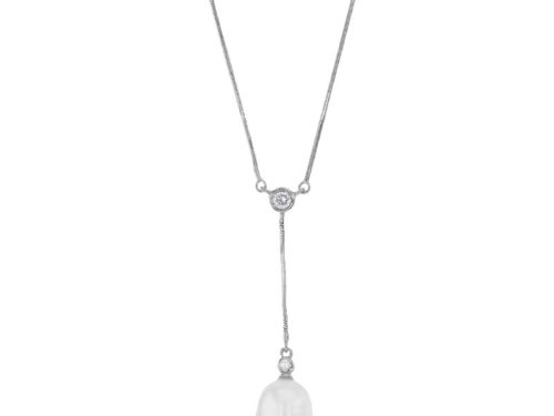 collier perle eau douce et oxyde de zirconium argent rhodie lvl