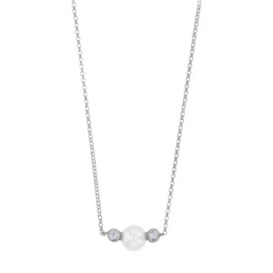 collier perle eau douce et oxydes de zirconium argent rhodie lvl