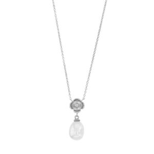 collier perle eau douce fleur argent rhodie lvl