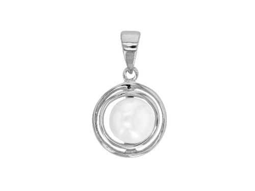 pendentif perle eau douce encerclee argent rhodie lvl