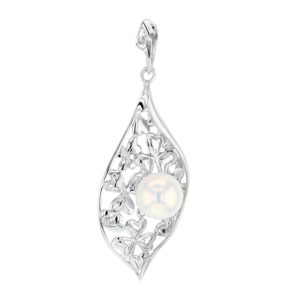 pendentif perle eau douce et trefles argent rhodie lvl