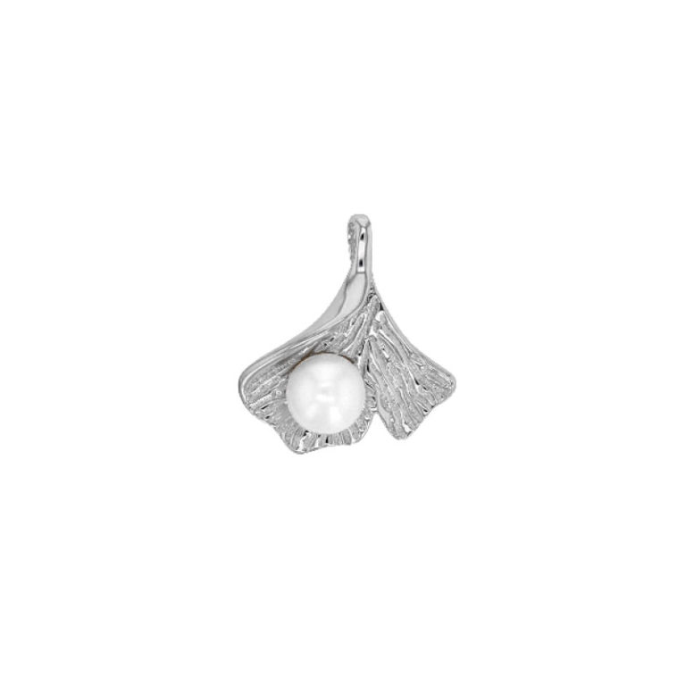 pendentif perle eau douce feuille ginkgo argent rhodie lvl